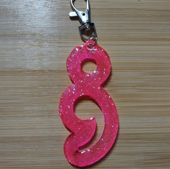 Semi-colon Handmade Bag Charm Key Chain - Picture 2 of 9